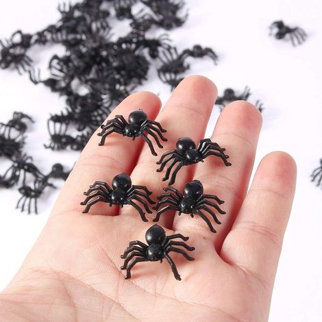 Petites araignées réalistes en plastique, fausses araignées noires, jouets Hallow (1/5)