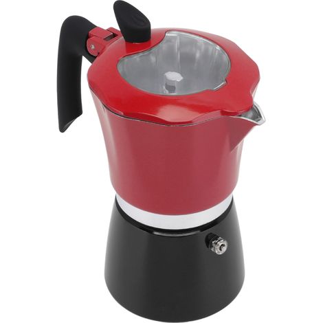 Cafetière portable en aluminium avec couvercle transparent pour voyage rouge noir n° 6 300 ml (1/5)