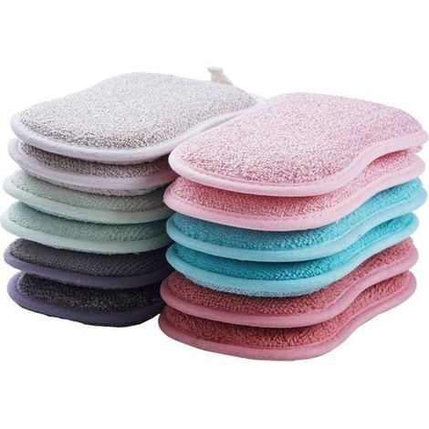 Éponges en microfibre lavables - Lot de 10 - Réutilisables - Éponges à vaisselle - Écologiques - Lavables en machine (1/4)