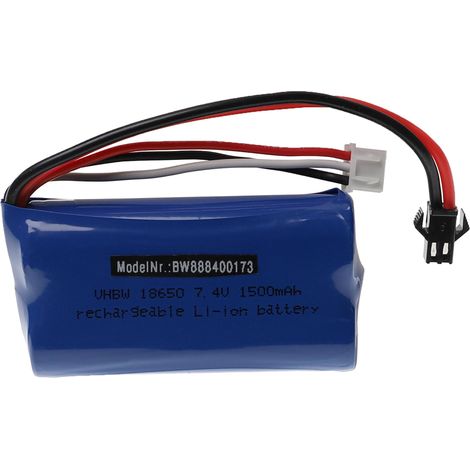 vhbw Akku für Modellbau z.B. kompatibel mit UDI, GT Model (1500mAh, 7,4V, Li-Ion, 67 x 37 x 19 mm)