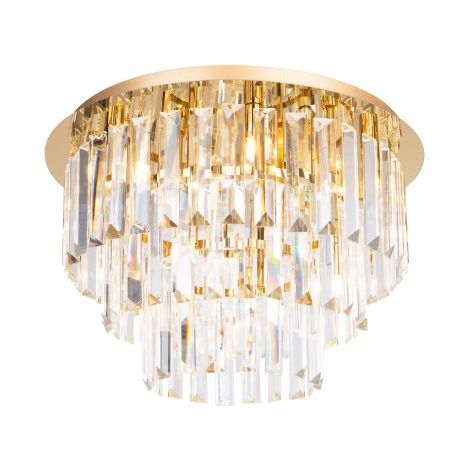 Plafonnier cristal glamour doré Monaco 9xG9 Maxlight