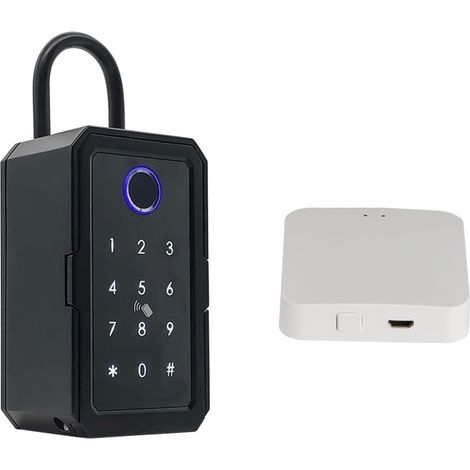 Petit coffre-fort Coffre-fort électronique boîte à clés Tuya Control 4.1 passerelle étanche sécurité extérieure empreinte digitale coffre-fort(Key Box Add gateway) (1/5)