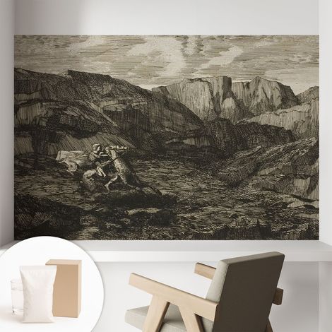 Newroom Tapete Dekorative Vliestapete mit Kleber Modern für Wohnzimmer Schlafzimmer Bergreise 104x70 cm