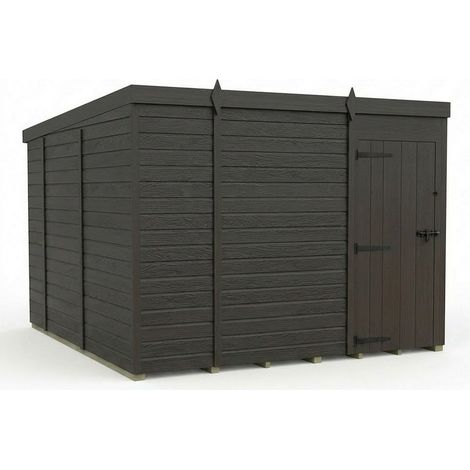 9ft x 10ft Composite Pent Garden Shed Single Door No Windows - Composite - L274 x W305 x H210 cm - Grey