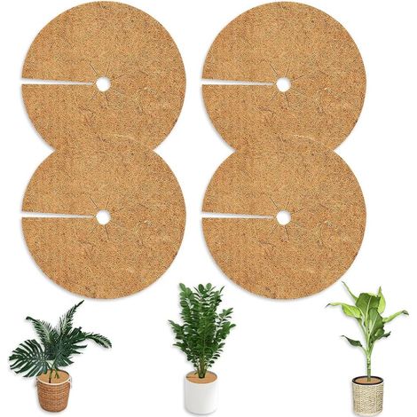 Tapis De Coco Plantes, 4 Pièces Disque de paillage Protection Hivernale Coco Fibre De Coco Protection Hivernale Protection hivernale pour Plantes en Pot de Coco - Diamètre de 40 cm (1/5)