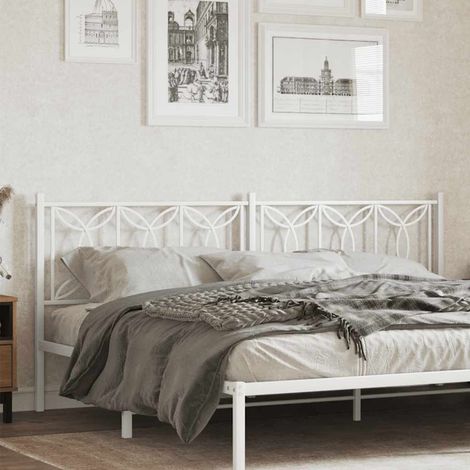 Tête de lit métal blanc 193 cm avec pieds, modèle de remplacement - PANGIVO (1/5)