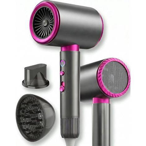 Asciugacapelli da 2200 W, asciugatura rapida con ioni negativi, temperatura costante, due velocità del vento, tre impostazioni di temperatura, include due accessori. (1/5)