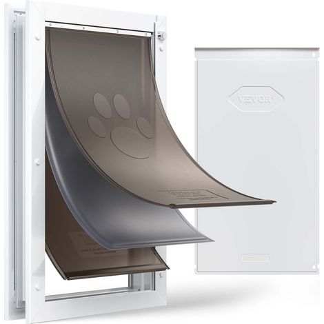 VEVOR Puerta para Mascotas Extragrande, Gatera para Puerta con Marco Metálico, 3 Solapas Flexibles Magneticas, Resistente a la Intemperie para Jardín Pared Dormitorio Perros Gatos Interior y Exterior (1/5)