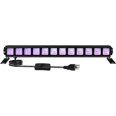 Barre lumineuse UV à 12 LED, 36 W, phosphorescente, idéale pour les fêtes (Noël, anniversaires, mariages, etc.), en métal et fer. (1/4)