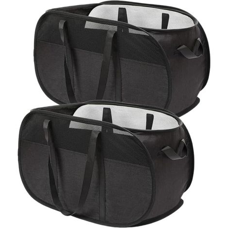 Panier à linge en maille, facile à plier, portable et doté de poignées robustes, panier à linge en maille nid d'abeille, respirant pour le linge, la salle de bain, la chambre d'enfant, le dortoir ou l (1/5)