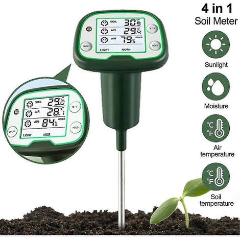 Testeur de sol numérique, hygromètre, capteur de température, écran LCD rétroéclairé, pour la plantation de fleurs (1/5)