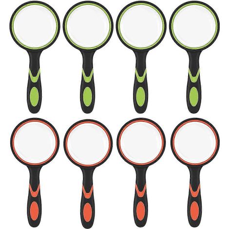 Lot de 8 loupes de lecture portatives grossissantes x10 pour seniors et enfants, lentille grossissante de 50 mm. (1/5)