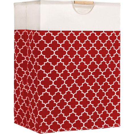 Panier à linge pliable de 72 L avec poignées en bois (lot de 1), idéal pour ranger vêtements, couvertures et jouets. Parfait pour organiser la chambre, la salle de bain et le salon - C (1/4)