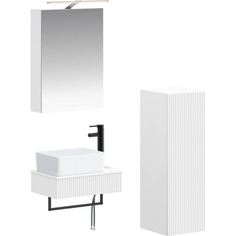 Ensemble d'armoire de salle de bain 4 pcs Blanc vidaXL (1/5)