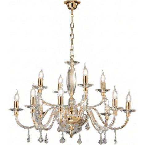 Lustre classique en verre et cristal 12 lumières Cecilia 12 (1/2)