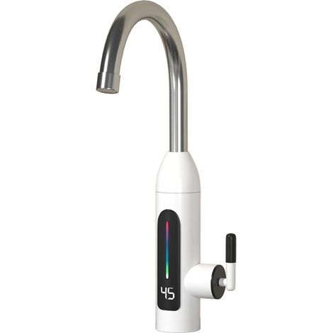 Chauffe-Eau 3000W Affichage de la température à LED Mélangeur à Levier Unique Robinet de Cuisine en Acier Inoxydable Robinet électrique avec Chauffe-Eau sans réservoir