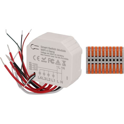 Module de commutation intelligent à 4 canaux avec télécommande WiFi 2,4 GHz et minuterie 90-250 V CA (1/5)