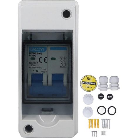 Interrupteur sectionneur CC 6 A 1000 V, disjoncteur miniature avec boîtier de distribution étanche IP65 pour So