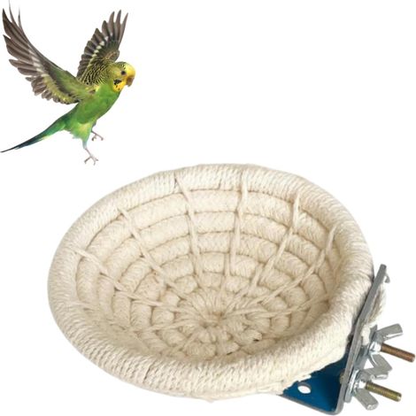 Nido de cría de cuerda de algodón para periquitos, cotorras, cacatúas, conures, canarios, pinzones, agapornis y pequeños loros.