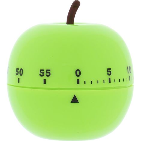 Apfelförmiger Küchen-Cronometer, 60 Minuten/1 Stunde, mechanischer Küchen-Cronometer, ideal zum Kochen und Backen, grün