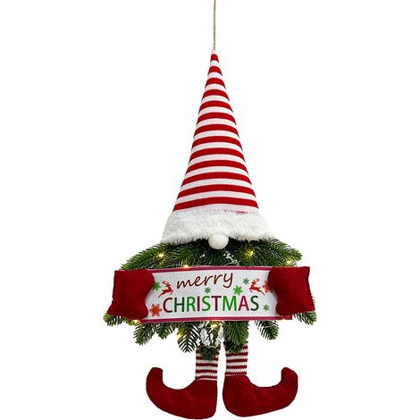 Décorations de Noël Couronne Pendentifs Jambes courtes Père et blanche Suspension murale pour porte Rouge (1/5)