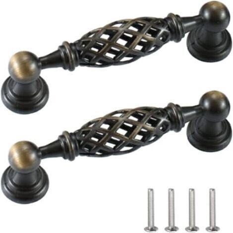 Poignée de meuble vintage, poignée de meuble de cuisine, poignée de meuble ancien, poignée de porte, poignée de tiroir pour meubles à tiroirs avec vis, entraxe de 96 mm (1/4)