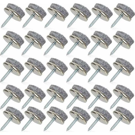 Set mit 32 Filzgleitern für Möbel, 28 mm Durchmesser, inklusive Schrauben für Holzstühle (1/4)
