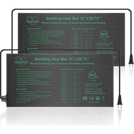 Filiyano-Tapis chauffant étanche pour semis avec thermostat numérique, 25,4 cm x 52,7 cm (norme MET) (1/5)