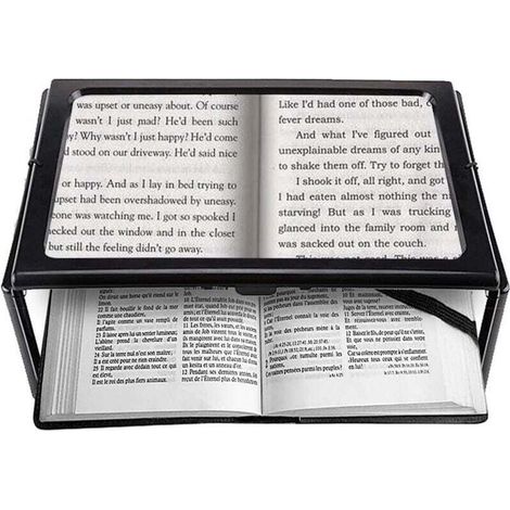 A4 Pleine Page Loupe de Lecture Loupe Sur Pied Rectangulaire Mains Libres avec 4 LED Lampe Lentille de Grossissement 3X pour Lire pour les Personnes âgées Les Aînés et Les Malvoyants de