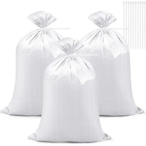 Lot de 20 sacs de sable 55 × 90 cm, sacs à gravier tissés haute résistance, sacs de sable haute résistance, pour la construction, les déchets de jardin et la protection contre les inondations (bl (1/5)