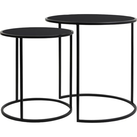 Conjunto de mesas auxiliares Light & Living DUARTE vidrio negro y