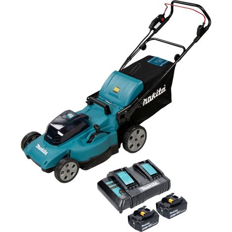 Makita DLM 480 CT2 Akku Rasenmäher 36 V ( 2x 18 V ) 48 cm 62 l + 2x Akku 5,0 Ah + Ladegerät