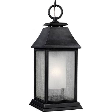 Elstead Shepherd - Lanterna a sospensione a soffitto da esterno grande 1 luce Zinco stagionato IP44, E27 (1/2)