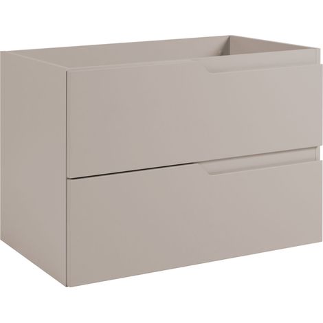 Furnidea - Meuble de salle de bain suspendu sous vasque MODERN cachemire 80 cm - 2 tiroirs, façade lisse