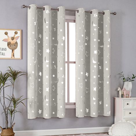 Rideau Occultant - 100 % Polyester - 132 x 137 cm - Pour Chambre À Coucher Et Salon - Lot De 2 Panneaux (1/5)