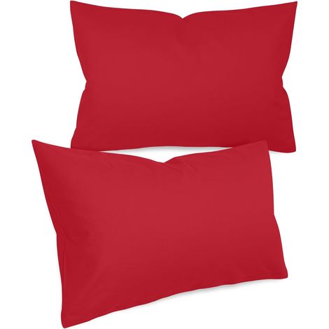 Taie Oreiller 40x60 - Lot de 2 - Coton 100% - Respirante - Chambre et Salon - Rouge (1/5)