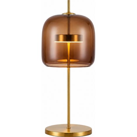 Lampe à poser artistique en verre 38 ambré D24H56cm, lumière chaude, interrupteur à bouton, 57 × 46 × 32 cm, 8 kg – Livraison gratuite