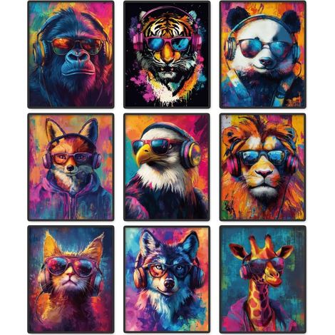 Lot de 9 graffitis sans cadre pour décoration murale 20,3 x 25,4 (1/5)