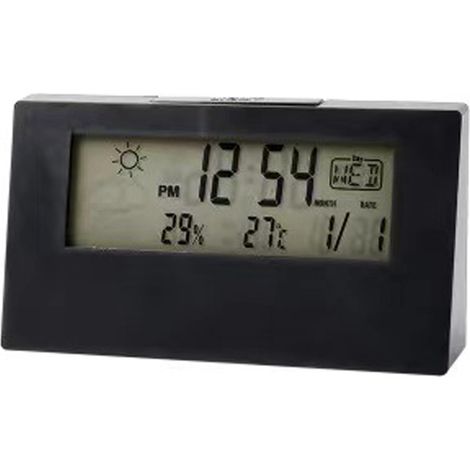 Horloge Numérique Multifonctionnelle - Capteur Température Humidité - Rétroéclairage Bleu Doux - Affichage Date Météo - Pour Bureau Et Chambre (1/5)
