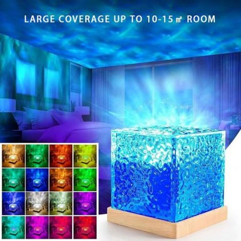 Lampe de table en cristal - Projecteur d'aurore boréale 16 couleurs - Alimentation USB - Éclairage 360° pour ambiance relaxante (1/4)