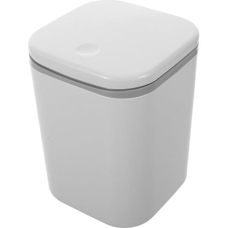 Mini Poubelle de Bureau avec Couvercle Petit Conteneur à Déchets de Table pour Maison Cuisine Salle de Bain et Bureau, Blanc (1/5)