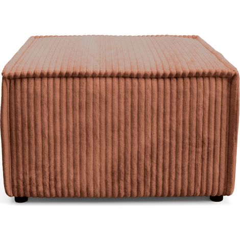 LARIA - Pouf en gros velours côtelé Terracotta 76x76x41 (1/5)