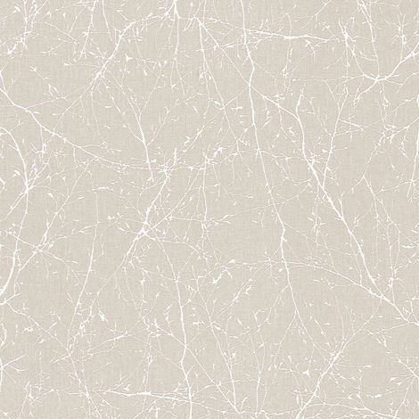 Papier peint scandinave avec branches Papier peint arbre en gris et blanc Papier peint nordique