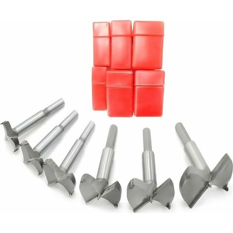 Punte da trapano, punte da trapano per legno 30-60 mm 6 pezzi per foratura ad ala piatta, foro per cerniera in carbonio cementato, fresa per lavorazione del legno con gambo tondo, set di punte da trap (1/5)