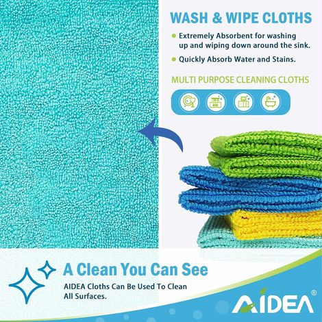 8 chiffons en microfibre, chiffons de nettoyage polyvalents et réutilisables pour la cuisine, l'extérieur (bleu) MNS (1/4)