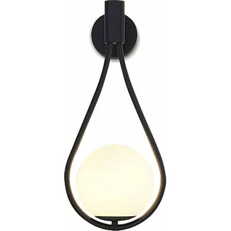 Modern LED wall light for indoor use, industrial design, round, spherical glass, metal, E27, black, suitable for living room, dining room (1/4)