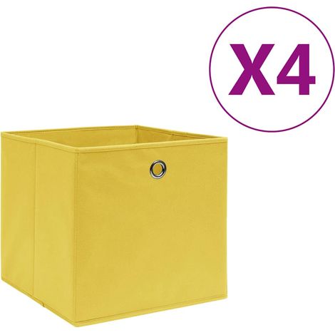 Boîtes de rangement 4 pcs-Coffre de rangement-Stockage Rangement Tissu intissé 28x28x28 cm Jaune 281793 (1/5)