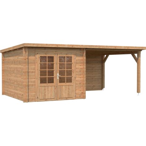 Abri de jardin en bois Ella 6,9+8,2 m2 Traité Marron (1/5)