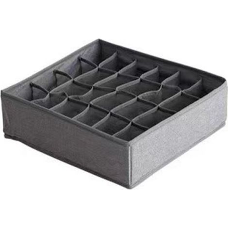 Organisateur de tiroir 24 cellules pour chaussettes, sous-vêtements, écharpes, cravates et ceintures, pliable, rangement accessoires, gris (1/5)