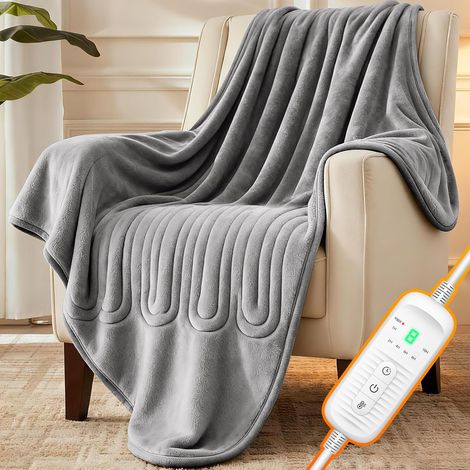 Couverture Chauffante Double Flanelle 160x130cm, Adaptée pour 1 à 2 Personnes, Minuterie 1-10h, 9 Réglages Temp, Chauffage Rapide, Protection Anti-Surchauffe, Lavable en Machine (1/5)